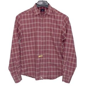 UNTUCKit Men's Red Plaid Casual Button Down Shirt Wrinkle Free Medium